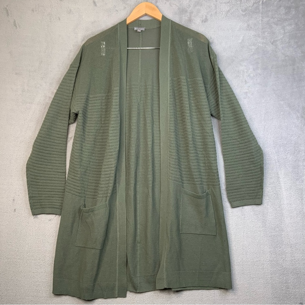 T by Talbot Olive Green Mixed StitchCozy Knit  Open Cardigan. Women’s Size XL.